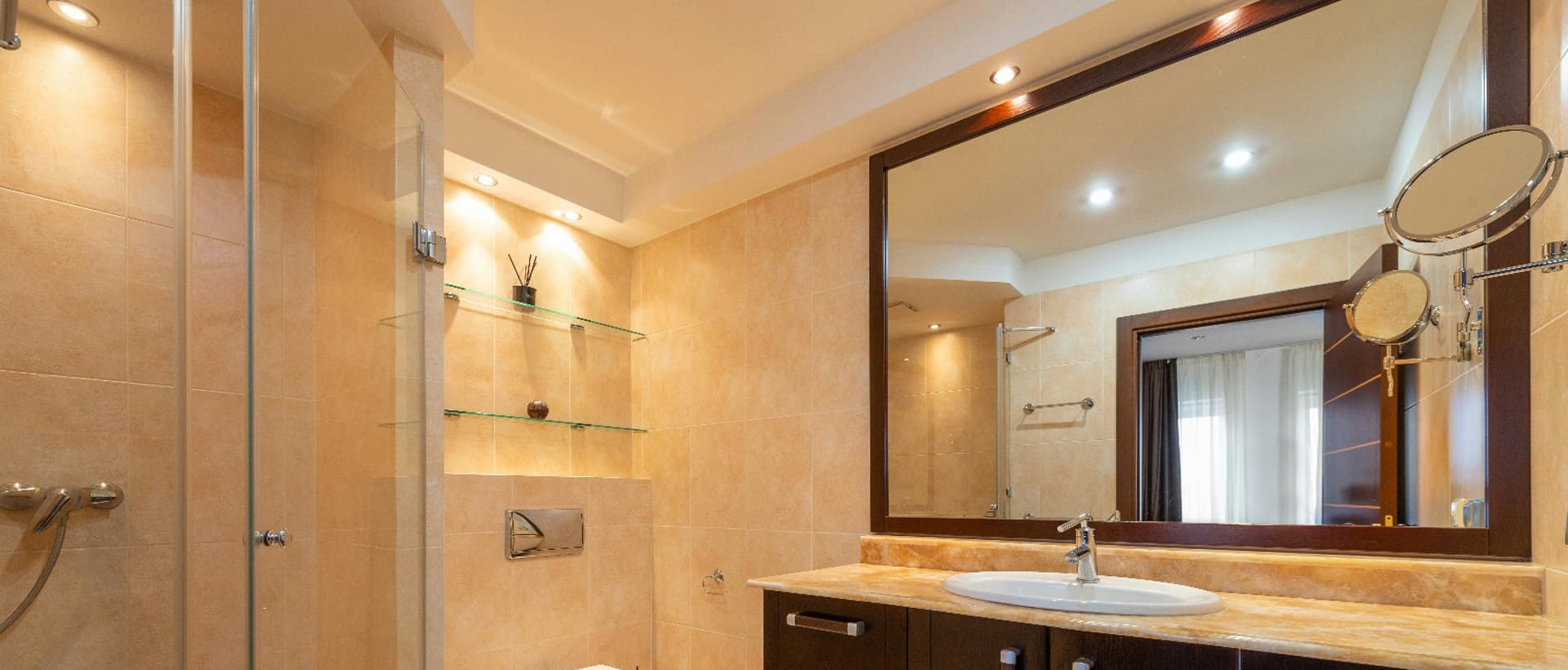 Modern frameless glass shower enclosure installed in a Surrey, BC home by Geet Glass & Closet