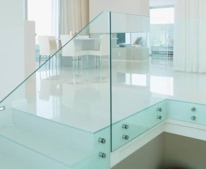 Interior frameless glass stair railing by Geet Glass & Closet